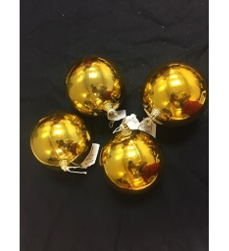 100 MM GOLD SHINY BAUBLES PACK OF 4 
